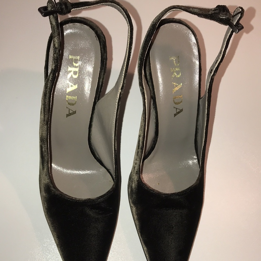 PRADA Black Velvet Wedge Heels Size 36 1/2
